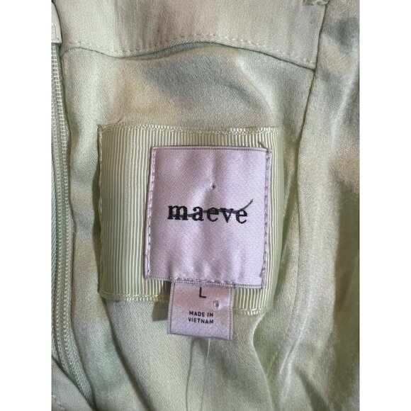 Maeve Anthropologie Mini Dress Size Large Sleeveless Volume Hip Green Stretch - Picture 4 of 15